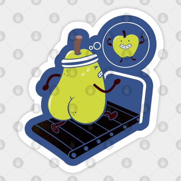 Pear On Treadmill, getting in shape, Workout Sticker by Alema Art